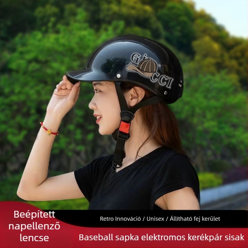 3C-tanúsítvánnyal rendelkező elektromos járművekhez készült félarcú sisak, uniszex, nyári napvédő baseball sapka