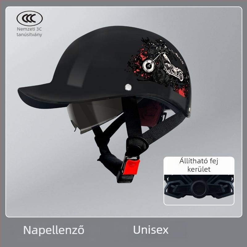 3C-tanúsítvánnyal rendelkező elektromos járművekhez készült félarcú sisak, uniszex, nyári napvédő baseball sapka