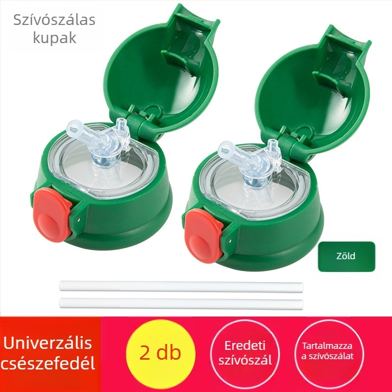 Univerzális termoszfedél szilikon tömítő dugóval – kiegészítő szívócsővel