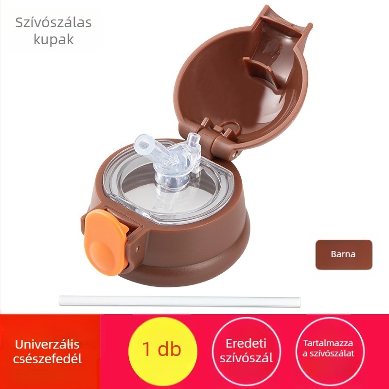 Univerzális termoszfedél szilikon tömítő dugóval – kiegészítő szívócsővel