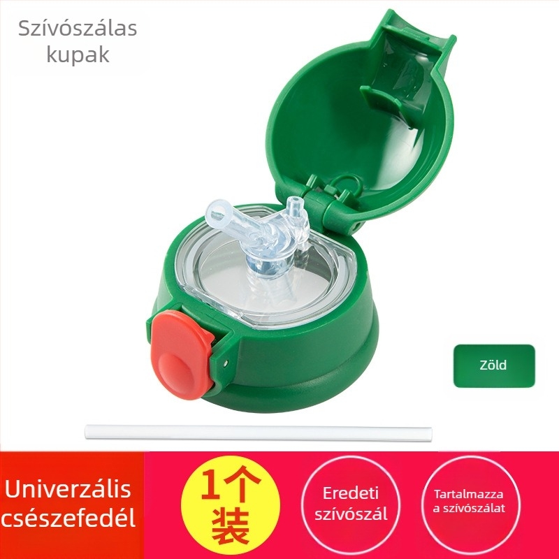 Univerzális termoszfedél szilikon tömítő dugóval – kiegészítő szívócsővel