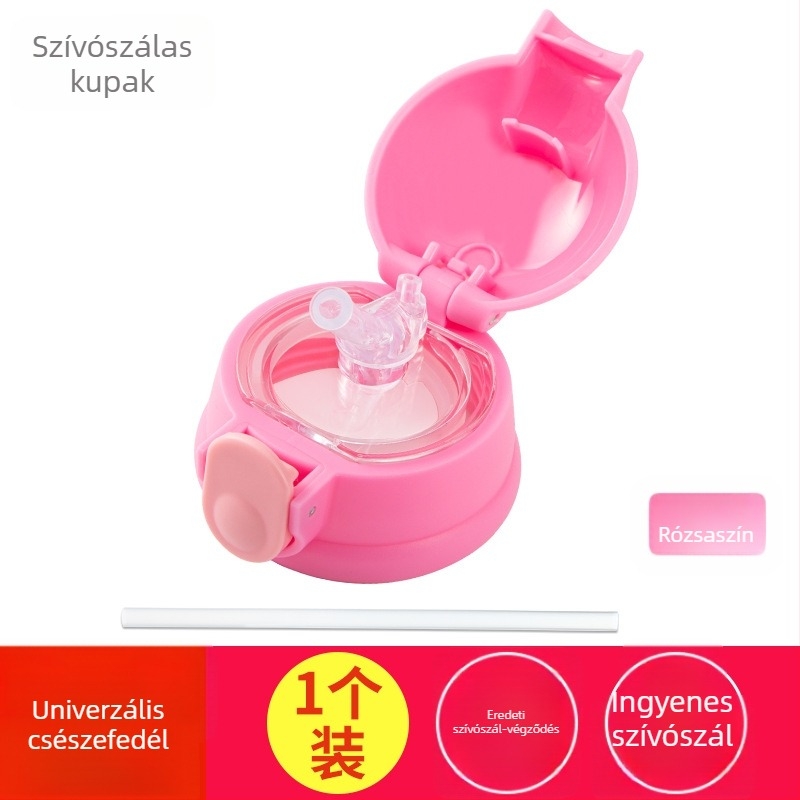 Univerzális termoszfedél szilikon tömítő dugóval – kiegészítő szívócsővel