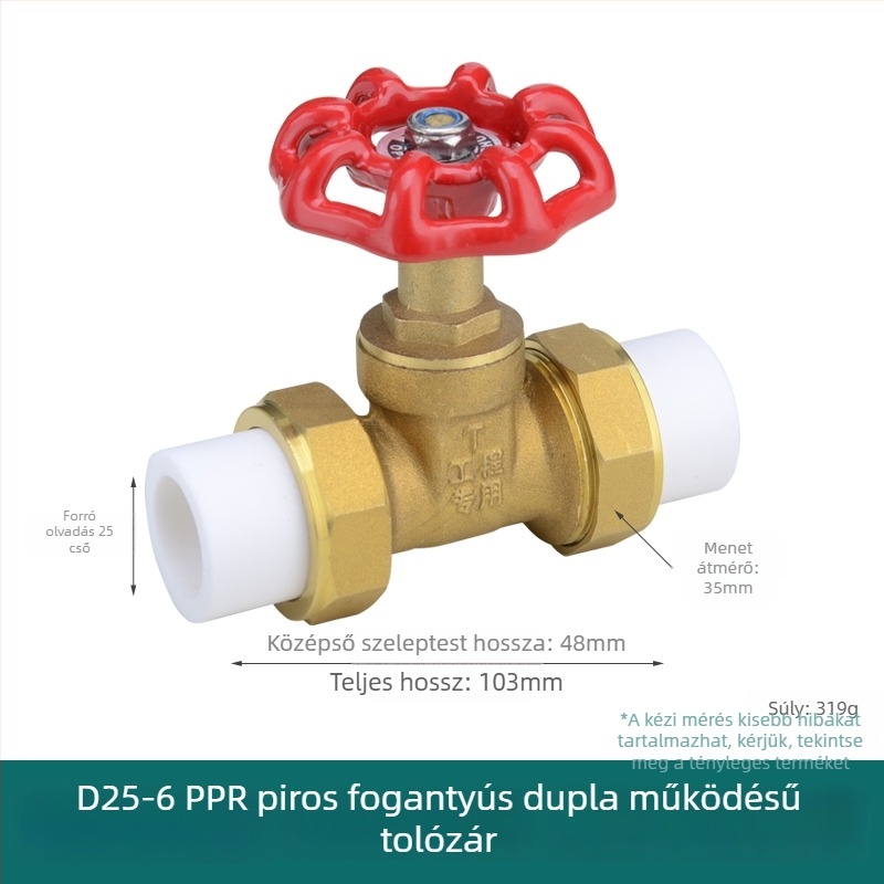 PPR kettős csatlakozású vízvezeték-szelep, zárócsap