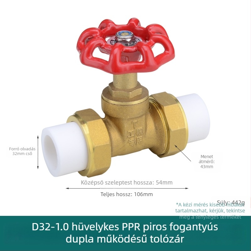 PPR kettős csatlakozású vízvezeték-szelep, zárócsap