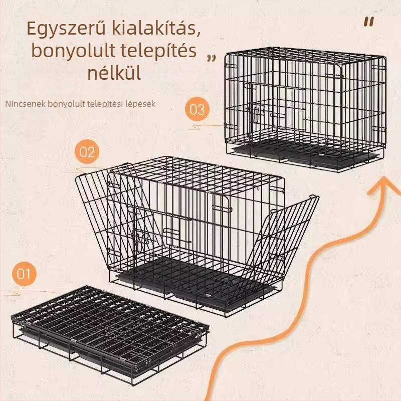 Összecsukható beltéri kutyaketrec toalett tálcával közepes és kis testű kutyáknak (Teddy/Bichon)