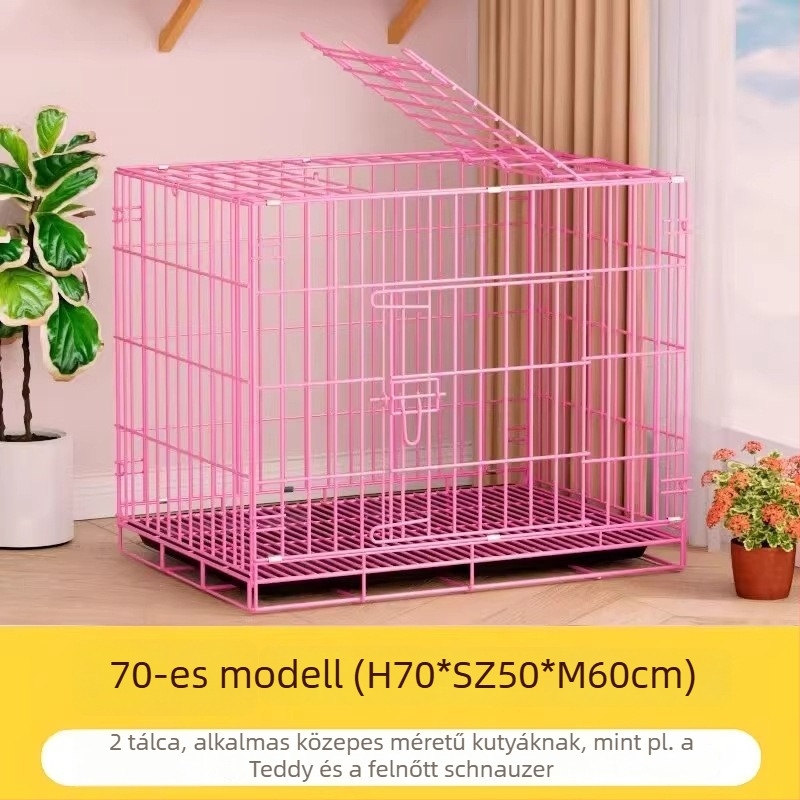Összecsukható beltéri kutyaketrec toalett tálcával közepes és kis testű kutyáknak (Teddy/Bichon)