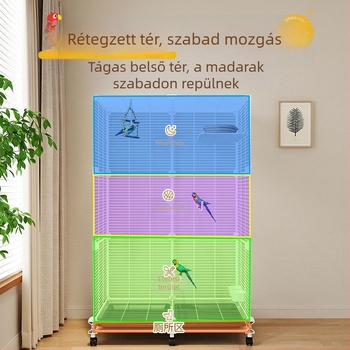 Nagy, átlátszó madárketrec otthoni használatra, megerősített szerkezettel, papagájok, szerelmesmadarak és más kis madarak számára, luxus dizájn