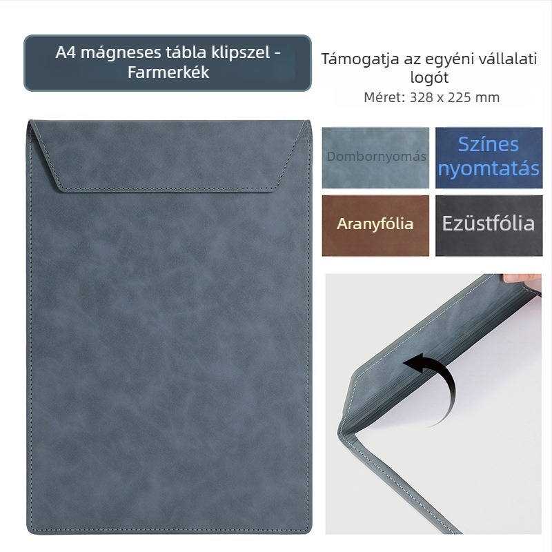 A4 bőr konferencia mappa klipboarddal és írófelülettel, logó testreszabható, poháralátét