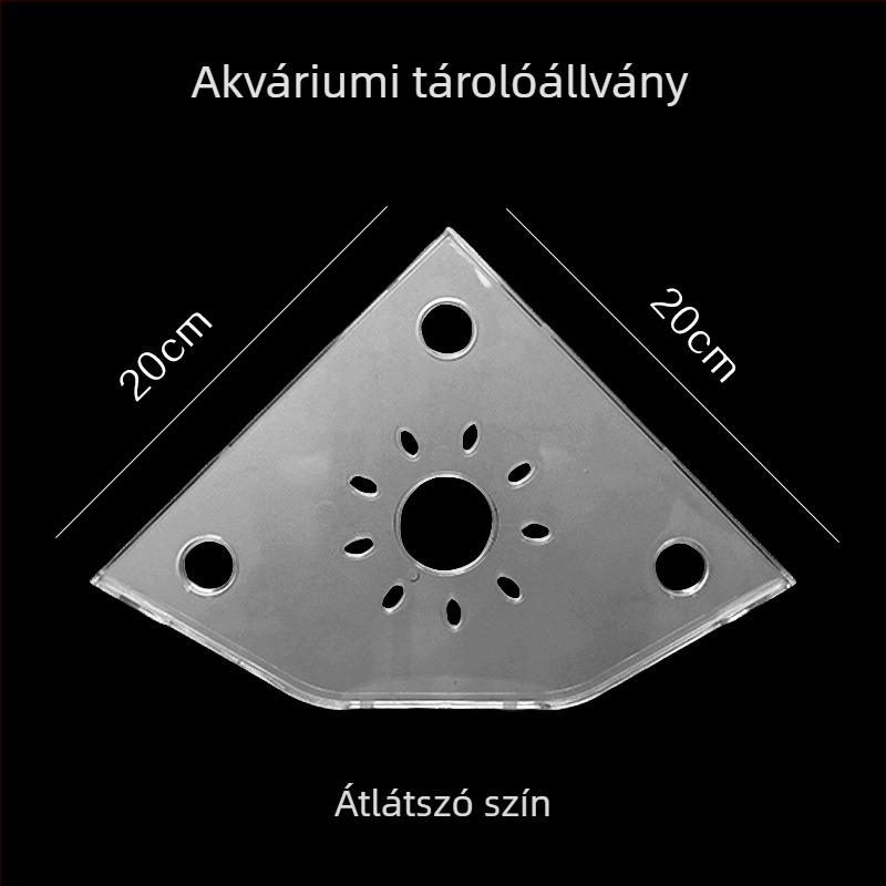 Sarok-akváriumi tárolóállvány fúrás nélküli, halak etetésére szolgáló tároló, felső dekoratív tartó hidroponikus növények tálcával
