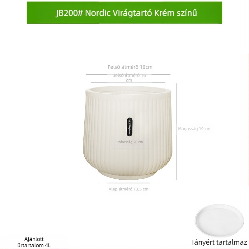 Nordic stílusú, vastag falú gyantából készült virágtartó, nagy méretű a nappaliba és az erkélyre, ideális Dragon Tree és zöld növények számára