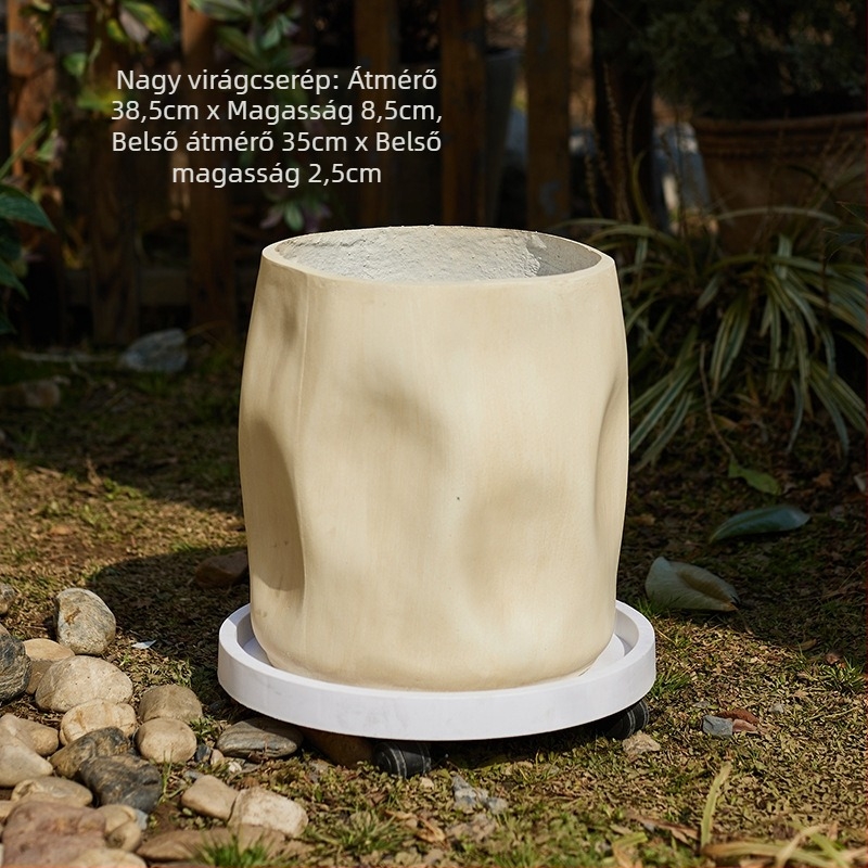 Retro növénytartó - nagy padlón álló virágcserép Monstera deliciosa és Bird of Paradise