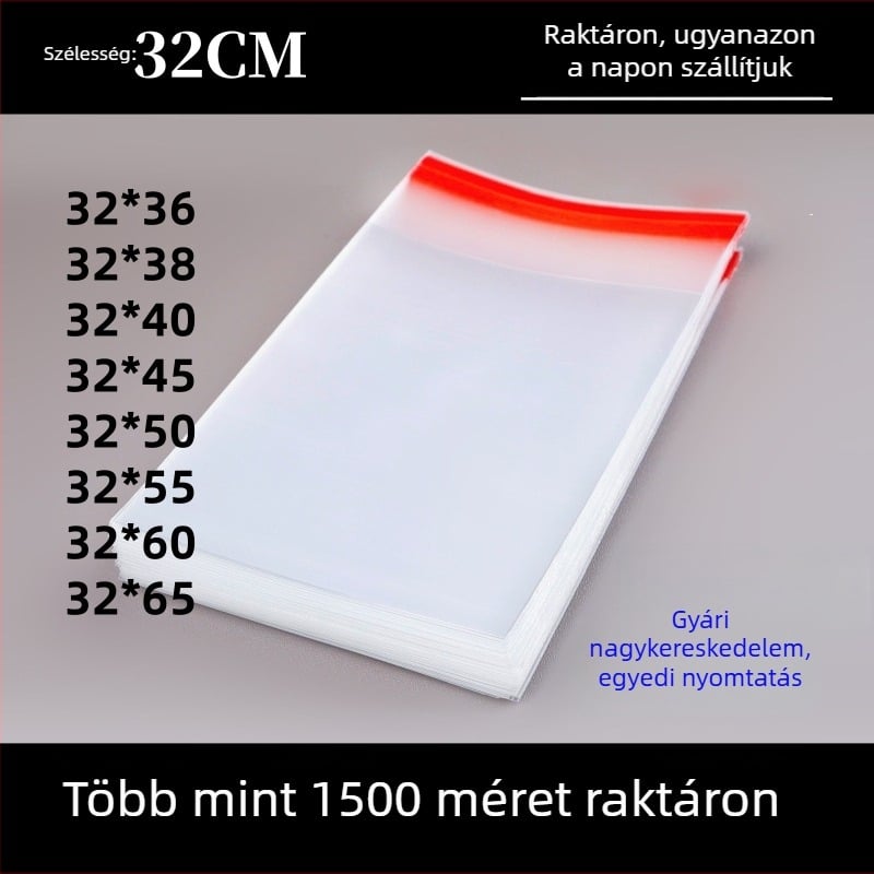 OPP átlátszó sál-táska, öntapadós záródú tasak, matt felületű cipzáras tasak nyomtatott dizájnnal