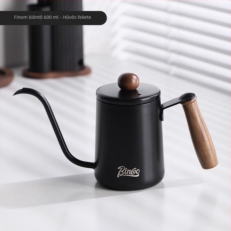 Bincoo Mini pour-over kanna, hordozható, rozsdamentes acélból, hosszú kifolyó és szűk nyílás