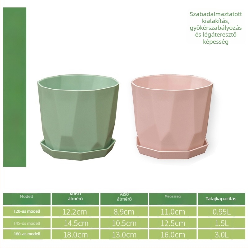 Skandináv minimalista gyanta-plasztik virágcserép, vastag és tartós, lélegző, kerámiahatású felülettel