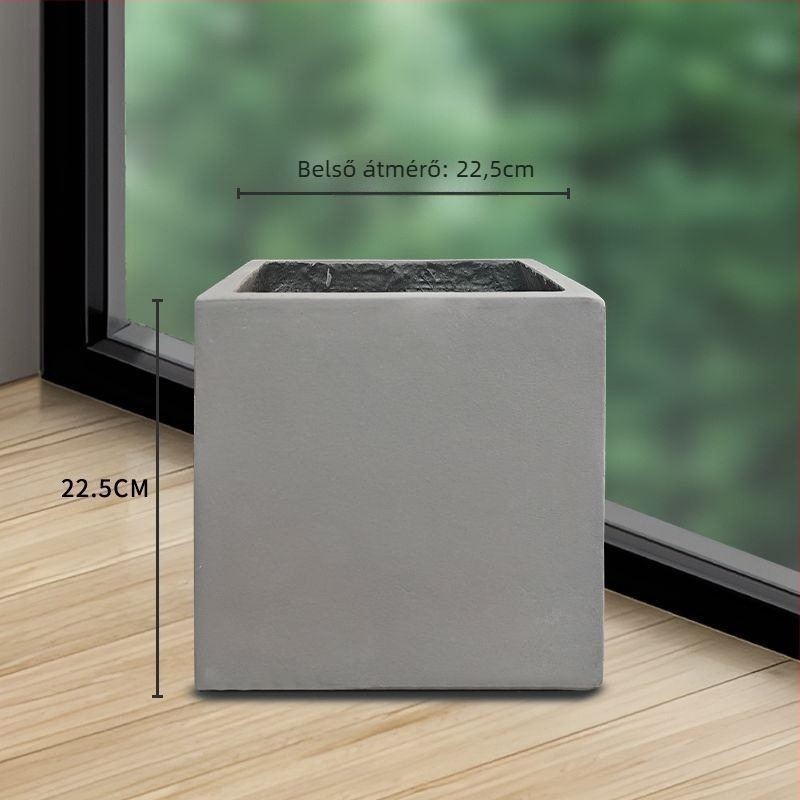 Rotang stílusú cement- és műanyag virágtartó, beltéri és kültéri használatra