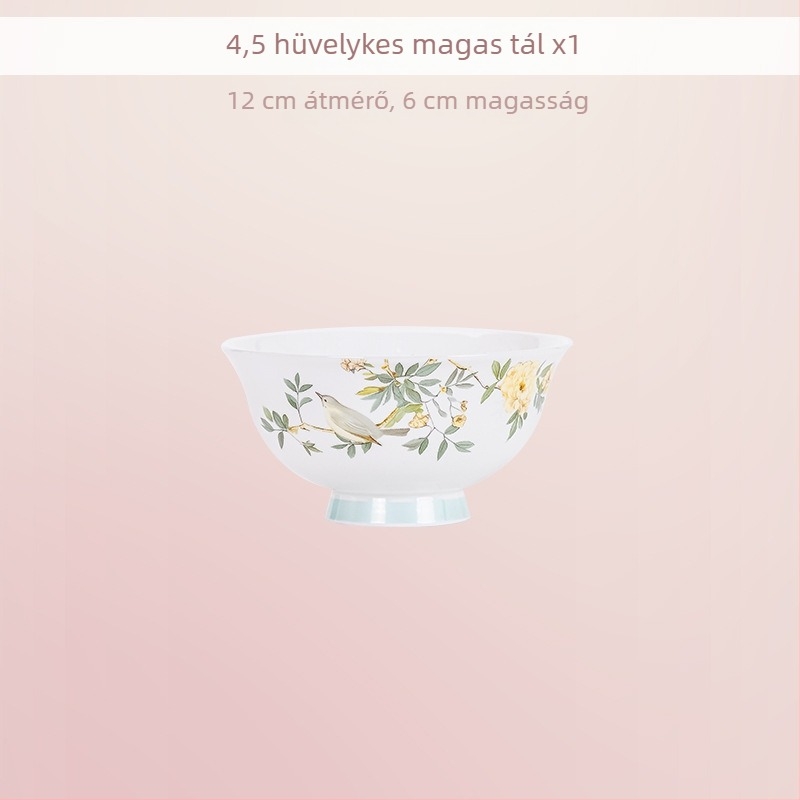 Csont porcelán étkészlet aláglazúros dekorral — tálak és tányérok modern kínai stílusban
