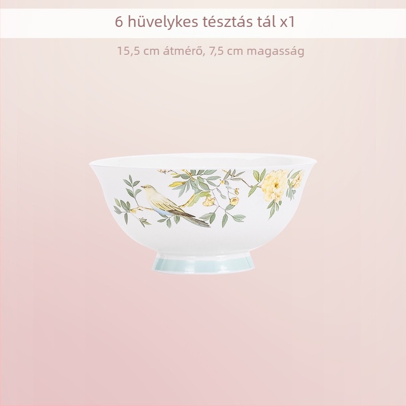 Csont porcelán étkészlet aláglazúros dekorral — tálak és tányérok modern kínai stílusban