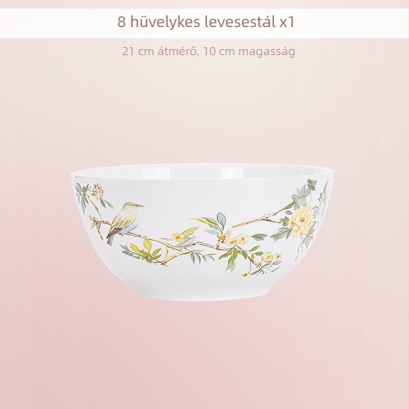 Csont porcelán étkészlet aláglazúros dekorral — tálak és tányérok modern kínai stílusban