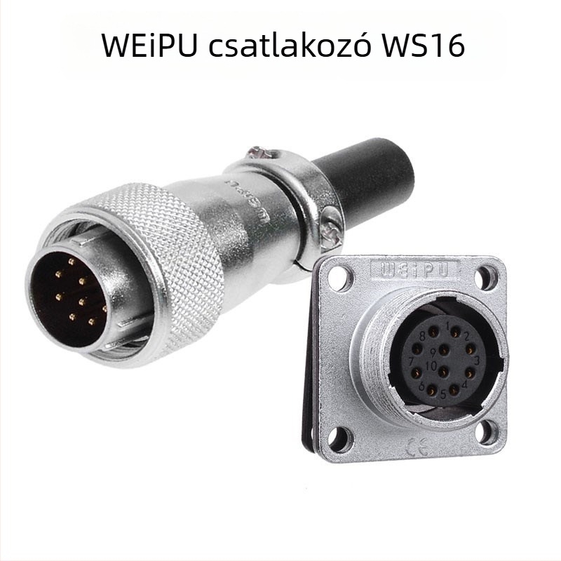 Weipu WS16 repülőgépészeti csatlakozó és ipari kábelcsatlakozó, 2P–10P, PPS szigetelő