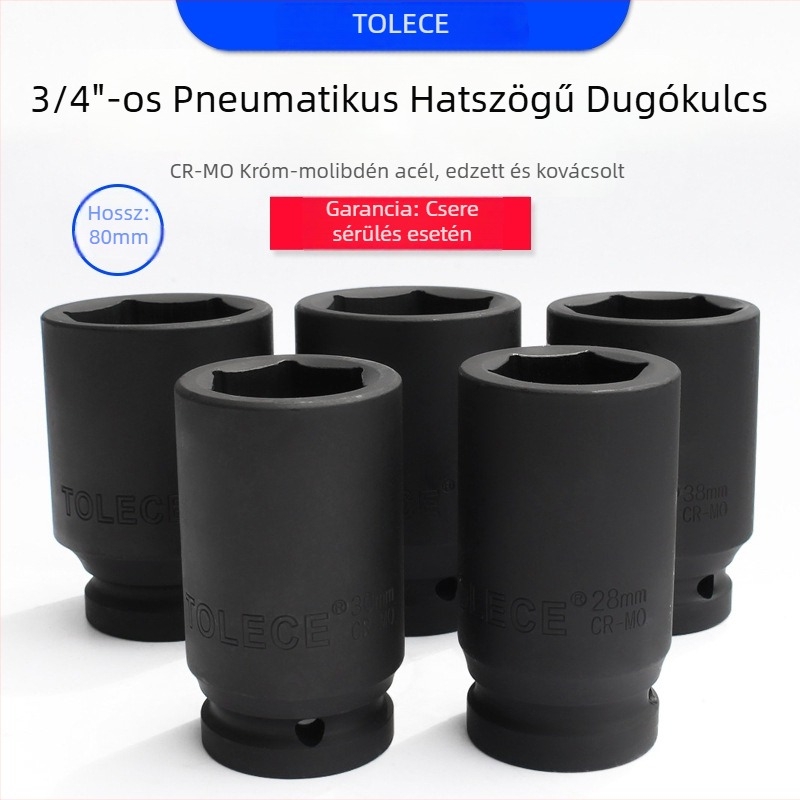 Pneumatikus hosszított hatszögletes csatlakozó 3/4 meghajtóhoz, nehéz feladatú ütőkulcsfej, keréktámasz, fém szerszámok