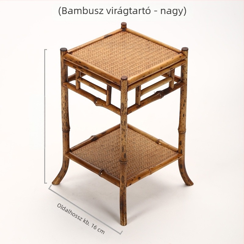 Bambusz teastand orhideatartóval, alap, kézműves bambusz polccal, antik stílus