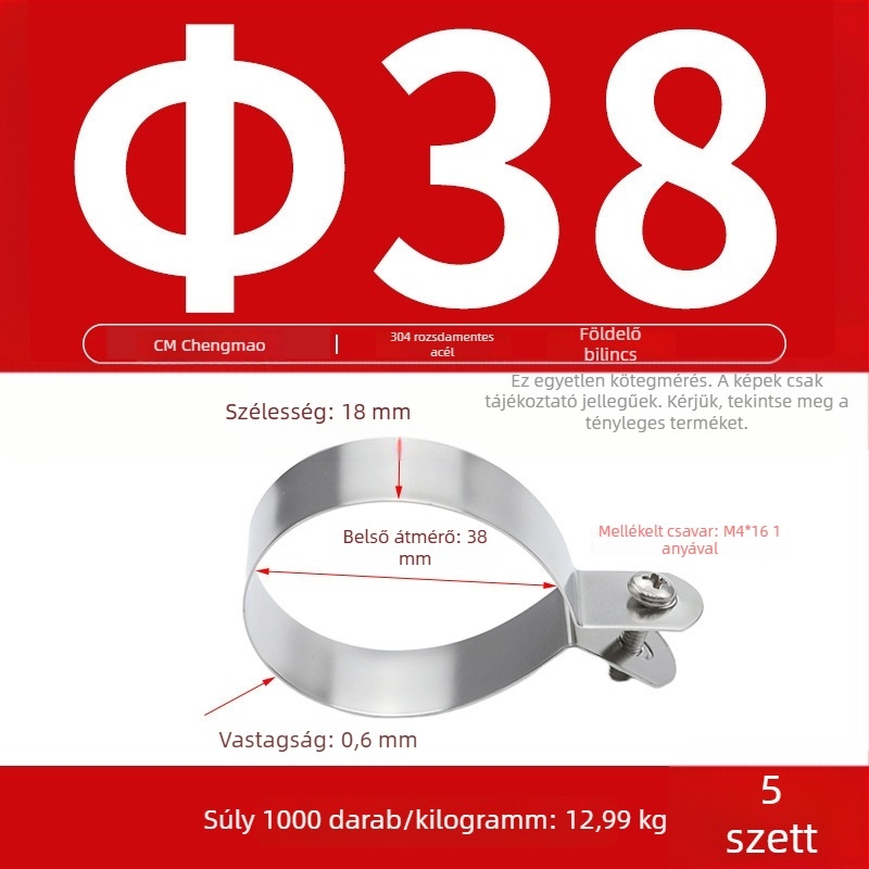 304 rozsdamentes acél földelő csat vezetékhez és csőgyűrűhöz