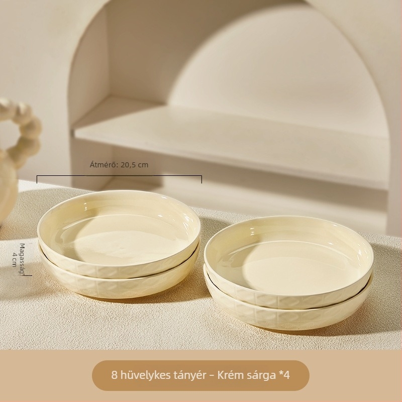 Krém színű mélytál porcelánból, aláglazúros színű kerámia