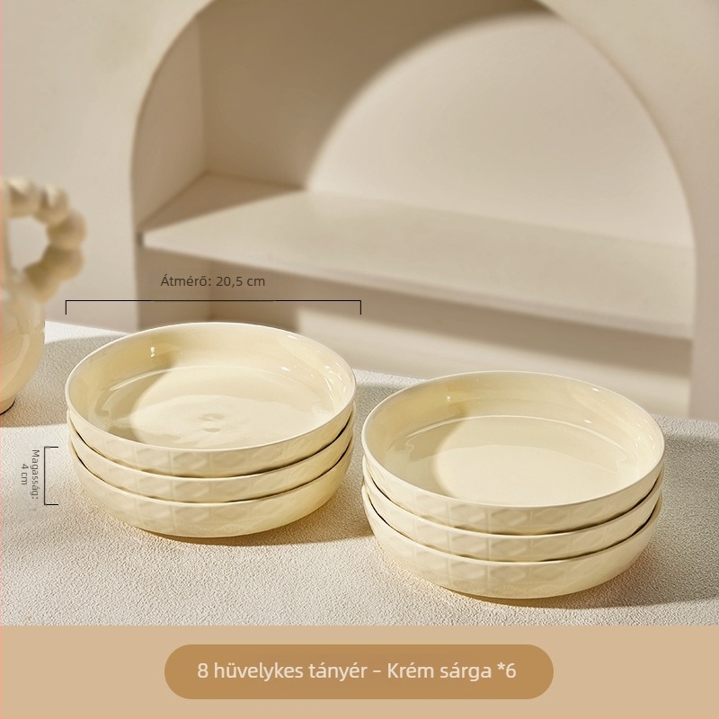 Krém színű mélytál porcelánból, aláglazúros színű kerámia