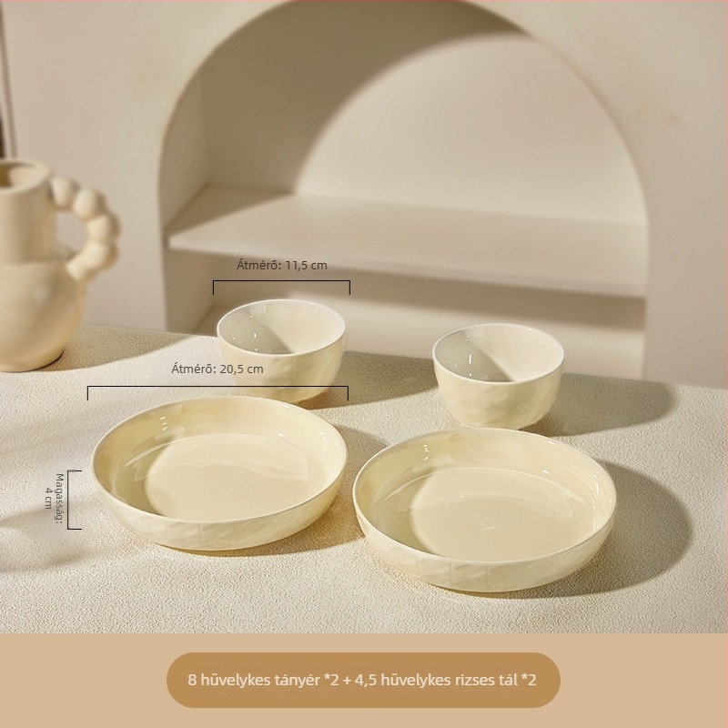 Krém színű mélytál porcelánból, aláglazúros színű kerámia