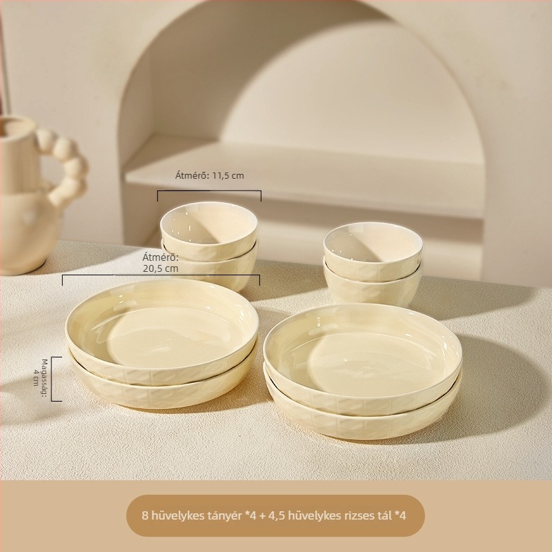 Krém színű mélytál porcelánból, aláglazúros színű kerámia