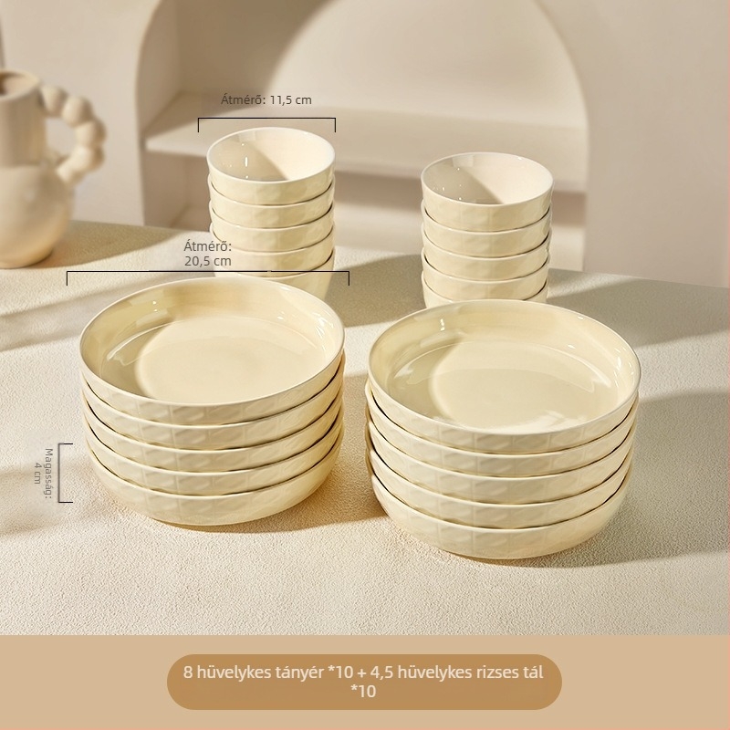 Krém színű mélytál porcelánból, aláglazúros színű kerámia
