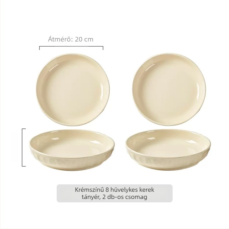 Krém színű mélytál porcelánból, aláglazúros színű kerámia