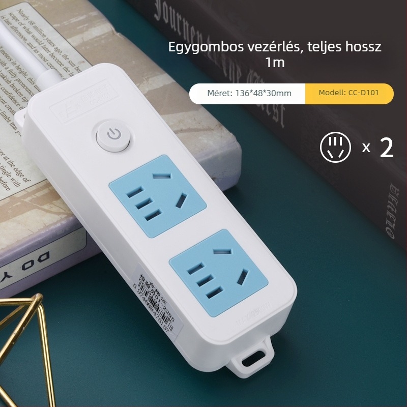 Többcélú konnektor panel hosszú zsinórral, otthoni és kollégiumi használatra