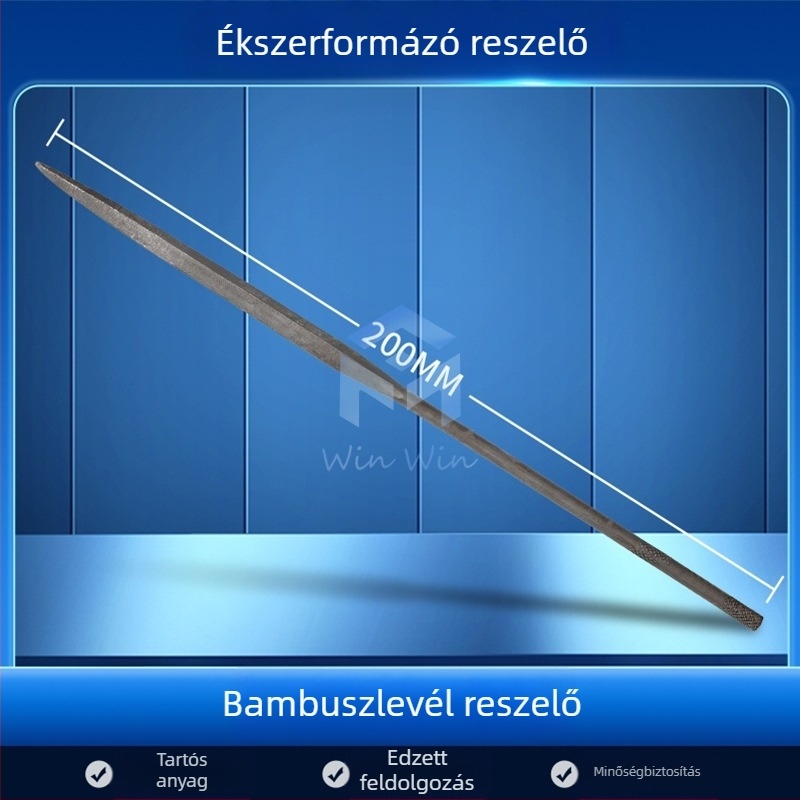 Ékszerformázó reszelő készlet: háromszög-, félkör- és bambuszlap alakú, valamint sima reszelő, hosszúság 200/140 mm, Pigeon márkájú csiszoló eszközök.