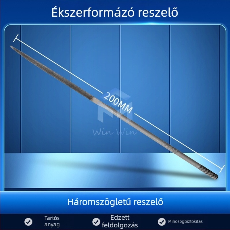 Ékszerformázó reszelő készlet: háromszög-, félkör- és bambuszlap alakú, valamint sima reszelő, hosszúság 200/140 mm, Pigeon márkájú csiszoló eszközök.