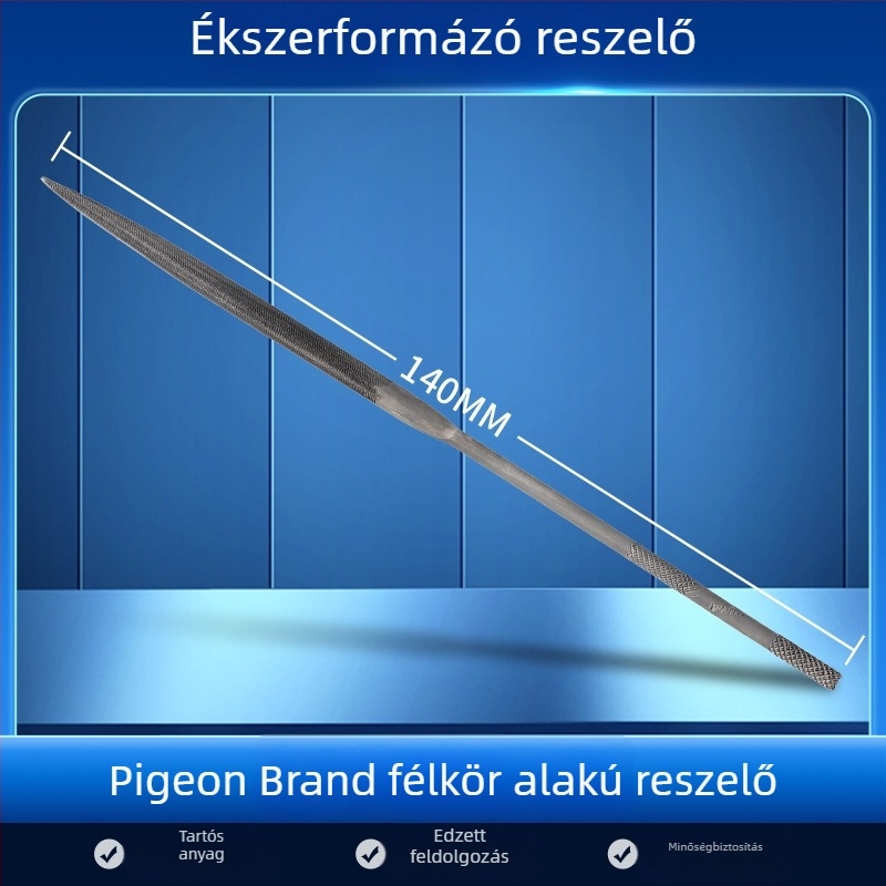 Ékszerformázó reszelő készlet: háromszög-, félkör- és bambuszlap alakú, valamint sima reszelő, hosszúság 200/140 mm, Pigeon márkájú csiszoló eszközök.
