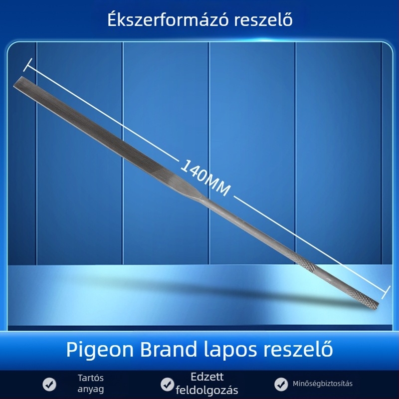 Ékszerformázó reszelő készlet: háromszög-, félkör- és bambuszlap alakú, valamint sima reszelő, hosszúság 200/140 mm, Pigeon márkájú csiszoló eszközök.