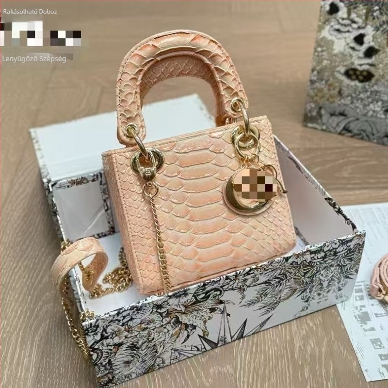 Női kígyóbőr mintás kézitáska, magas minőségű könnyű luxus, inspirált Princess Diana, 2025-ös új modell, vállon vagy keresztpánttal