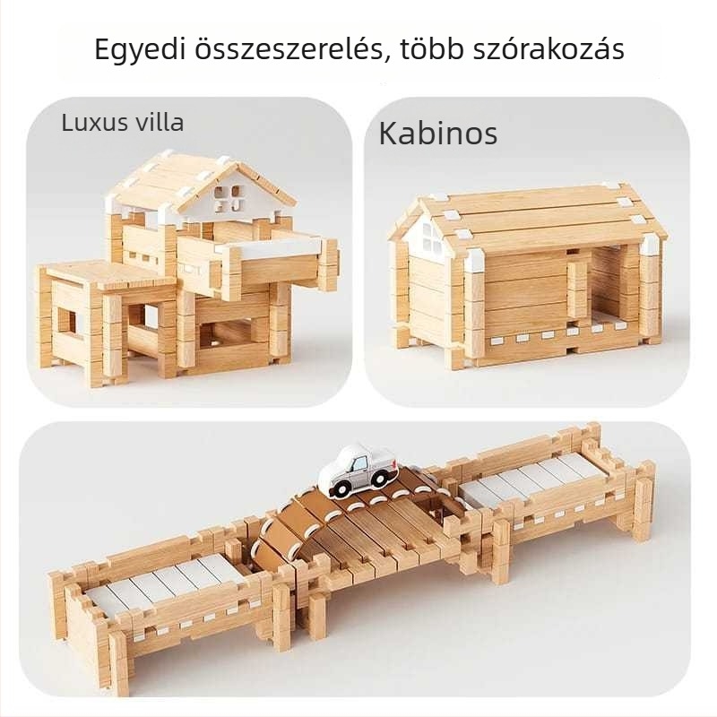 Fából készült építőjáték mortise- és tenon illesztésekkel gyerekeknek, uniszex