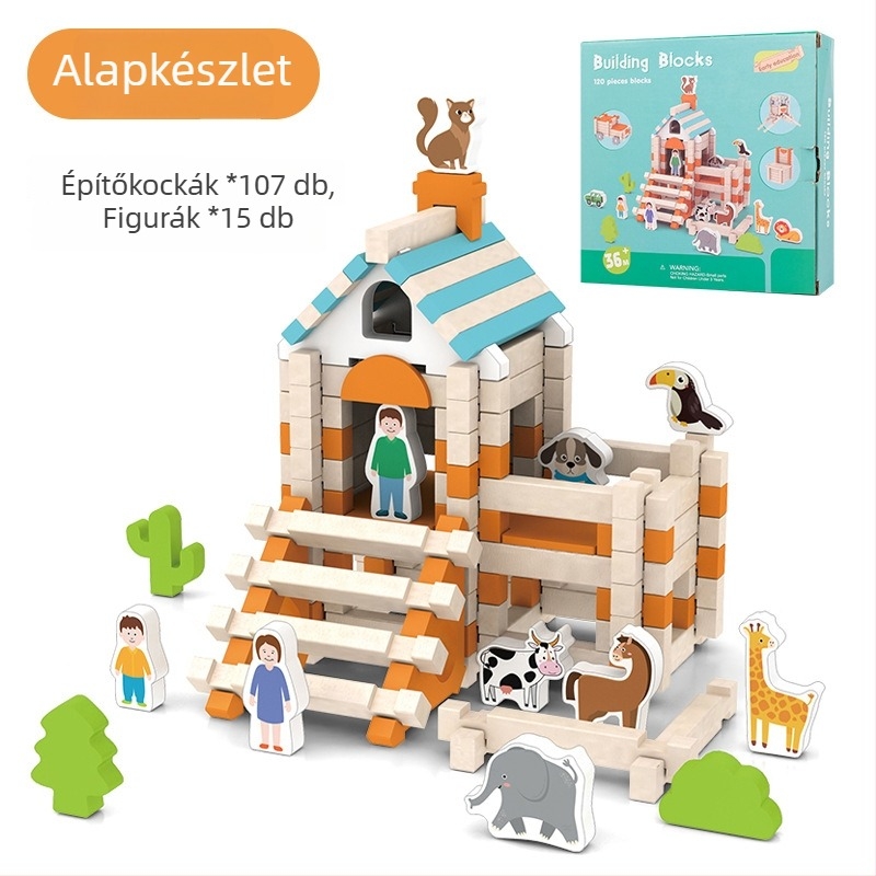 Fából készült építőjáték mortise- és tenon illesztésekkel gyerekeknek, uniszex