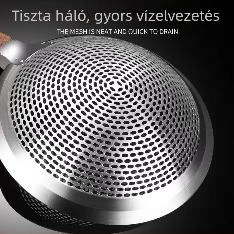 Nagy vastag rozsdamentes acél szűrő háztartási használatra – ideális tészta és gombóc merítésére, sütéshez