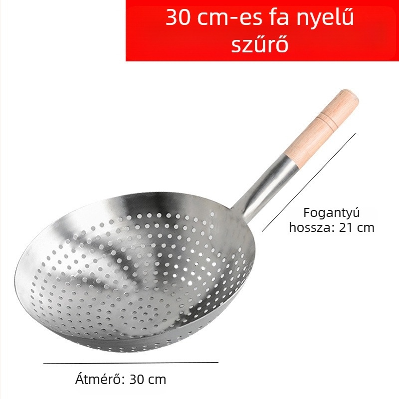 Nagy vastag rozsdamentes acél szűrő háztartási használatra – ideális tészta és gombóc merítésére, sütéshez