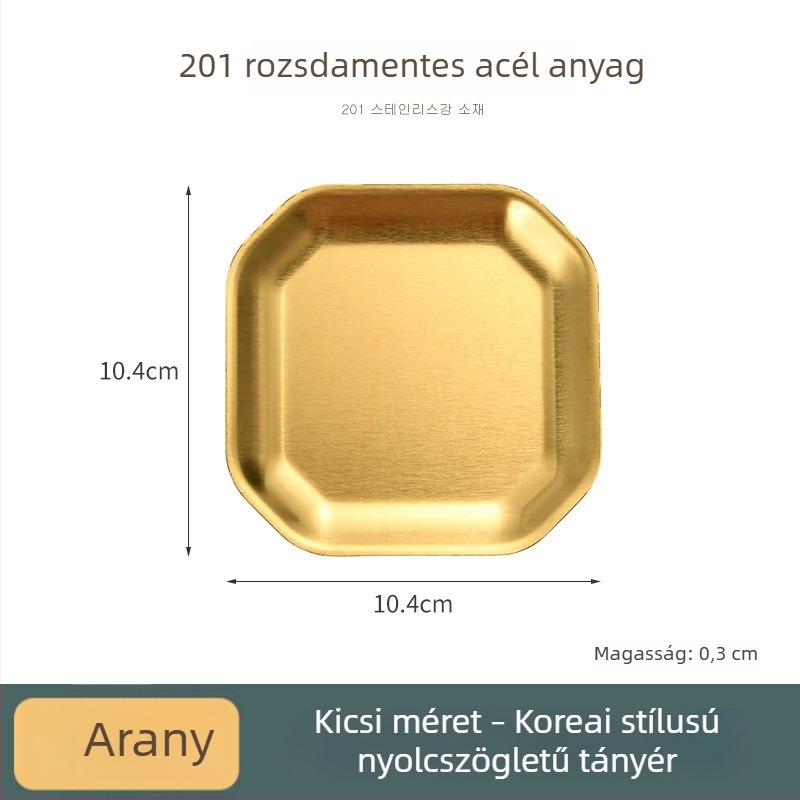 304 rozsdamentes acél, nyolcszögletű és négyzet alakú snack tál, koreai stílusú éttermi használatra; kimchi tál, hideg tál, csonttál