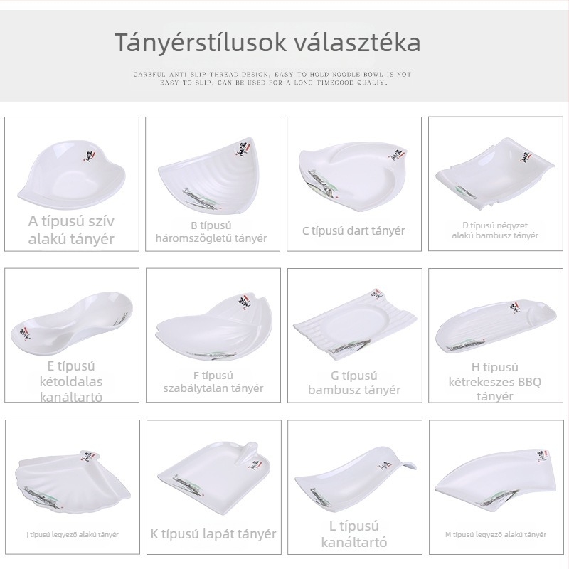 A5 ízletes kreatív melamin tányér – aszimmetrikus forma, porcelánhatású imitáció, étkezésekhez és nassolnivalókhoz