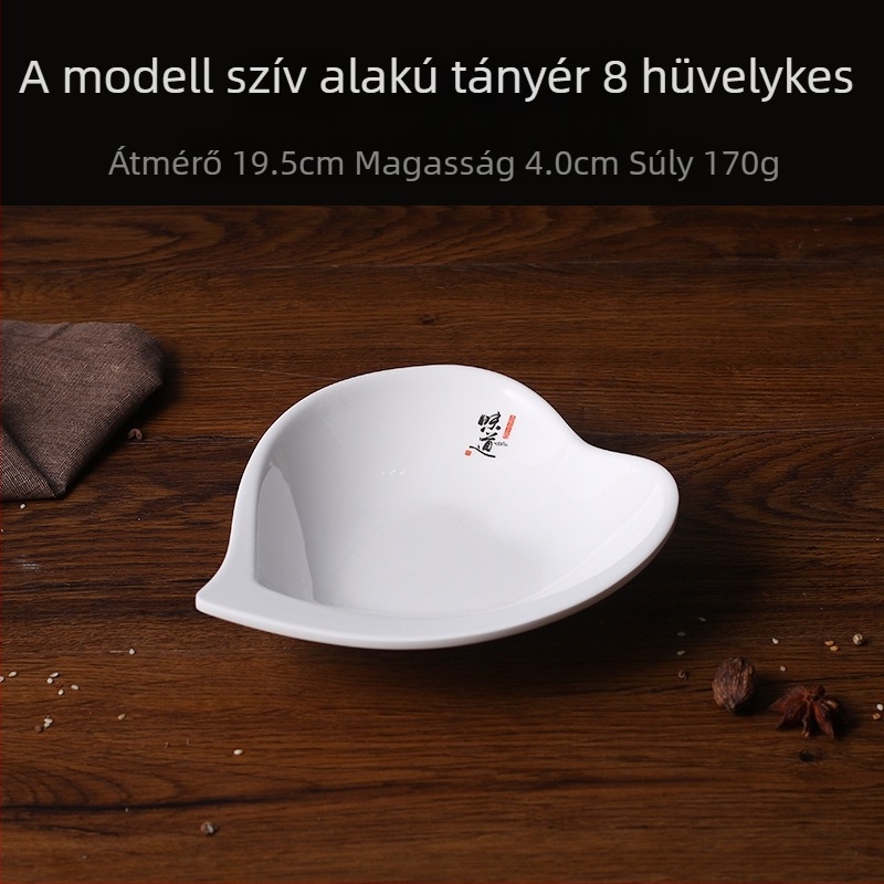 A5 ízletes kreatív melamin tányér – aszimmetrikus forma, porcelánhatású imitáció, étkezésekhez és nassolnivalókhoz