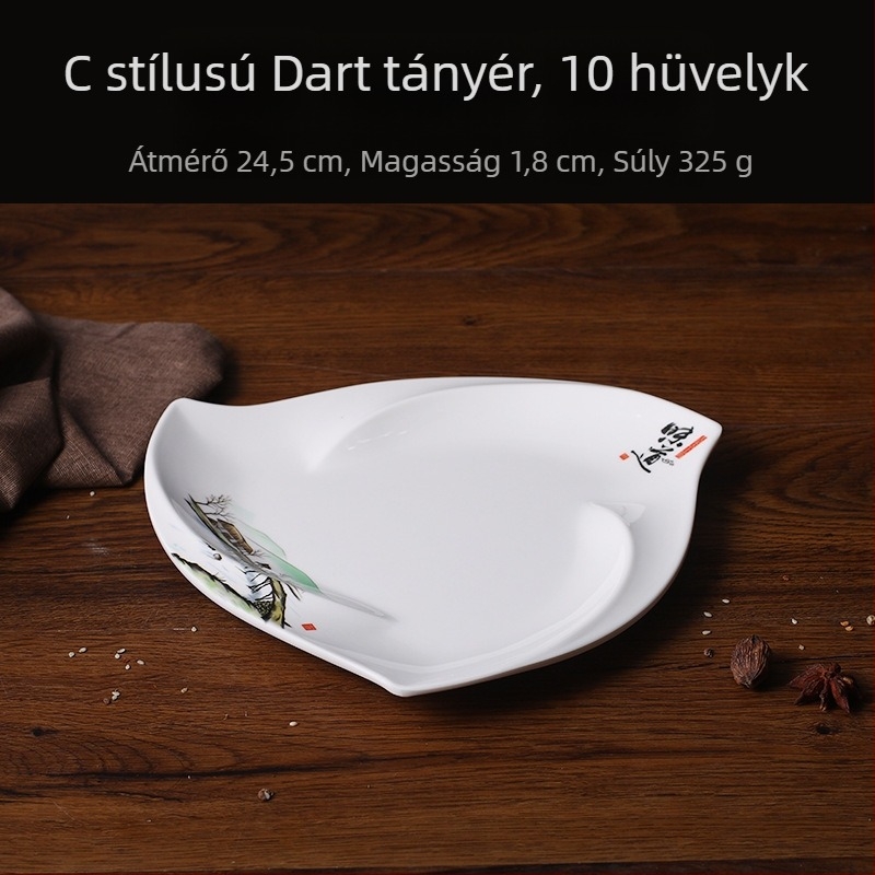 A5 ízletes kreatív melamin tányér – aszimmetrikus forma, porcelánhatású imitáció, étkezésekhez és nassolnivalókhoz
