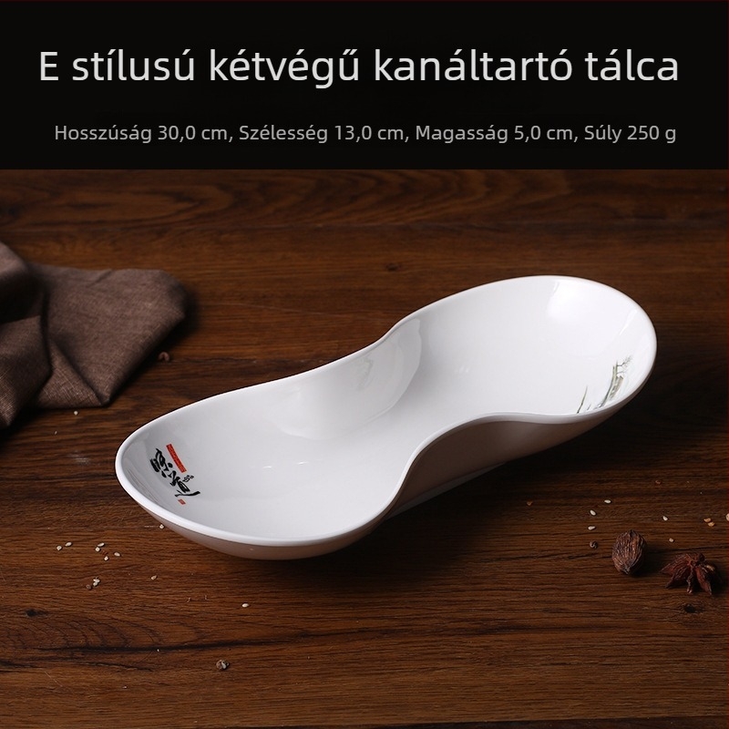 A5 ízletes kreatív melamin tányér – aszimmetrikus forma, porcelánhatású imitáció, étkezésekhez és nassolnivalókhoz