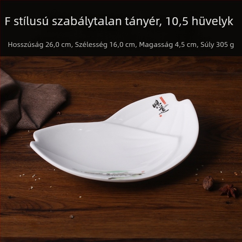 A5 ízletes kreatív melamin tányér – aszimmetrikus forma, porcelánhatású imitáció, étkezésekhez és nassolnivalókhoz