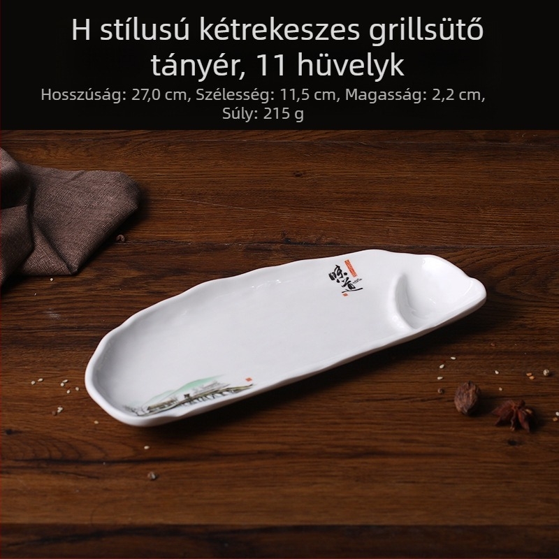 A5 ízletes kreatív melamin tányér – aszimmetrikus forma, porcelánhatású imitáció, étkezésekhez és nassolnivalókhoz