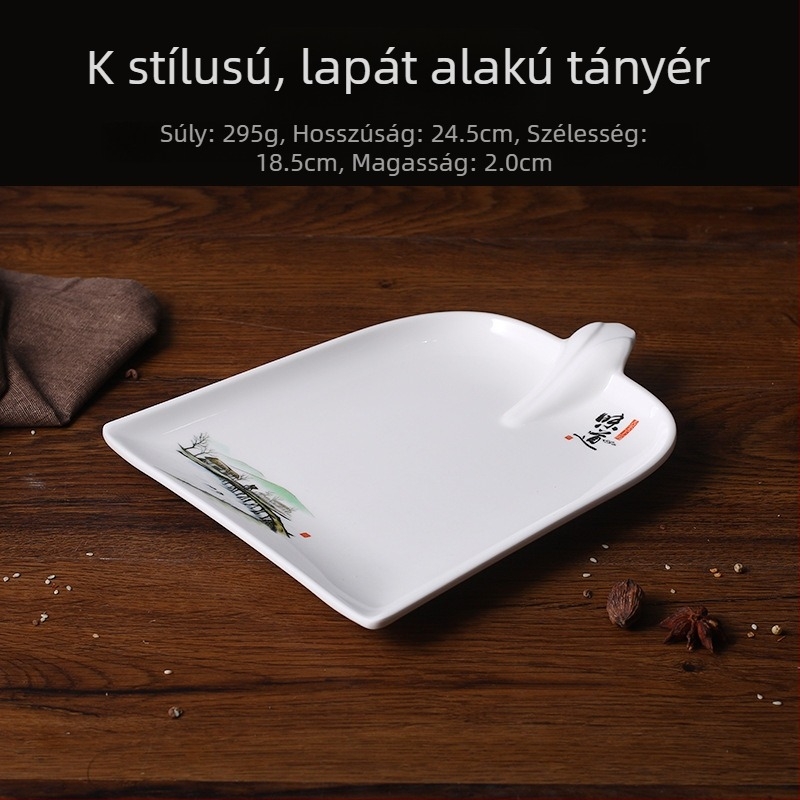 A5 ízletes kreatív melamin tányér – aszimmetrikus forma, porcelánhatású imitáció, étkezésekhez és nassolnivalókhoz